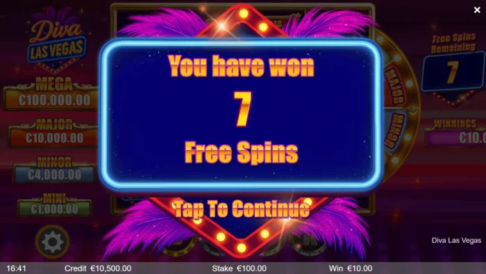 Diva Las Vegas - bónusz Free Spins indítása